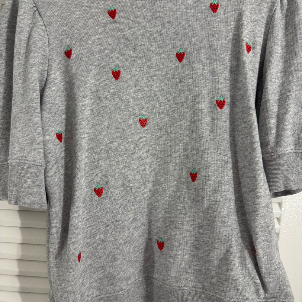 Kate Spade Gray Top with Red Strawberry Detail